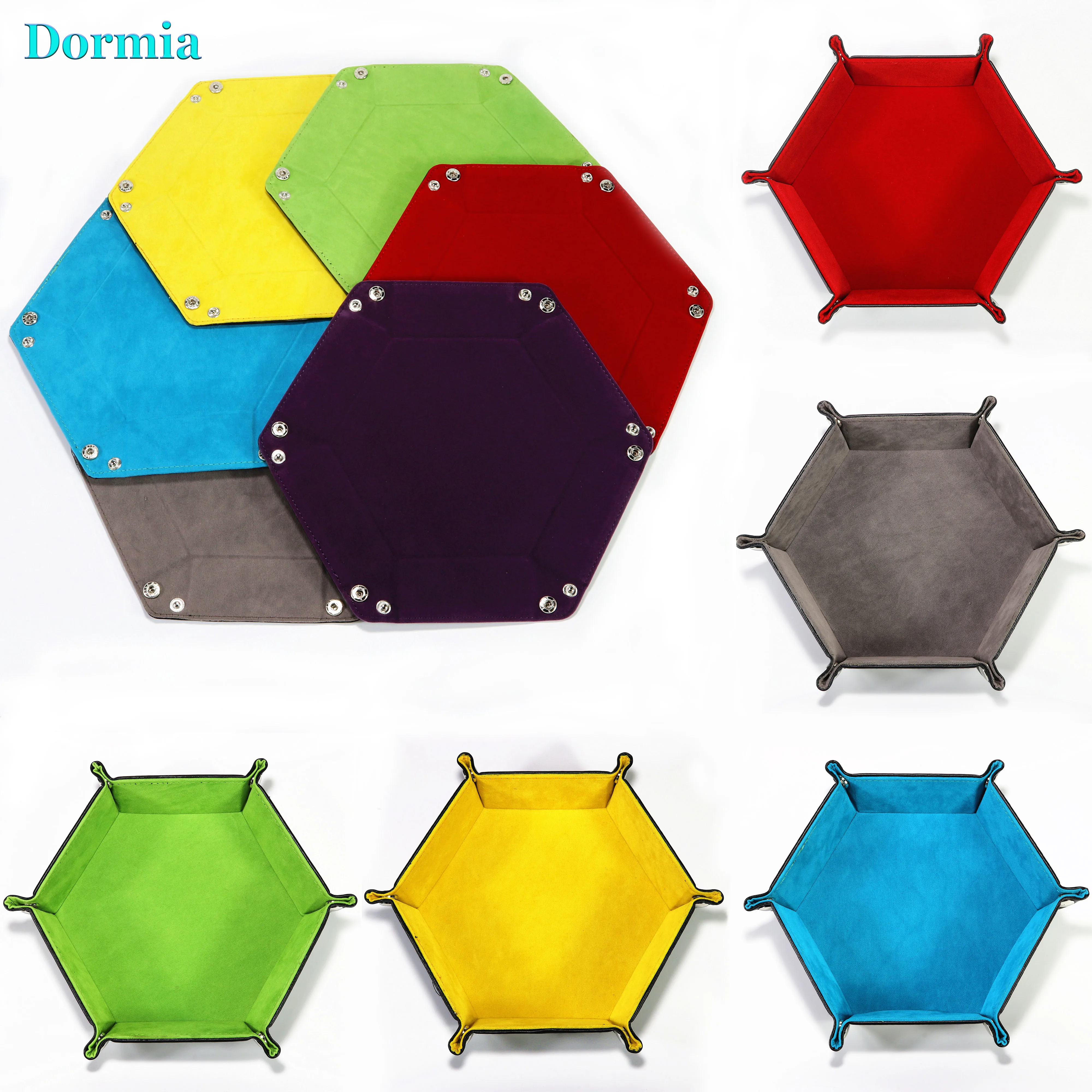 

High Quality PU Leather Tray Double-sided Use Delicate Soft Velvet Portable Folding Accessory for Dice Games and Storage