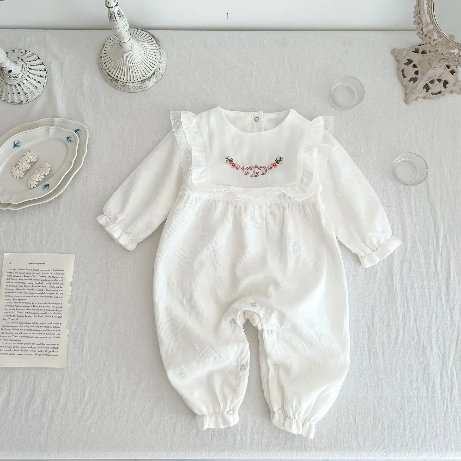 

Кружевные Аксессуары для девочек, весна 2023, милые костюмы в японском стиле, креативная одноцветная одежда с длинным рукавом для новорожденных