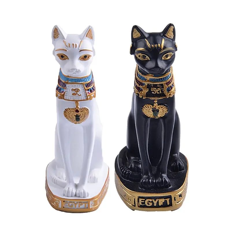 

Resin Crafts Book Shelve Desktop Cat Miniature Figurine Home Decor Accessories Birthday Gift Creative Egyptian Cat God Ornaments