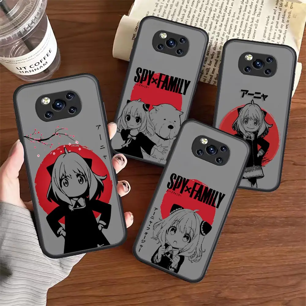 

Hot Anime Spy x Family Anya Forger Matte Cover For Xiaomi Mi Poco F4 X4 M4 X3 M3 F3 Note10 Max 2 Phone Case Black Silicone Funda