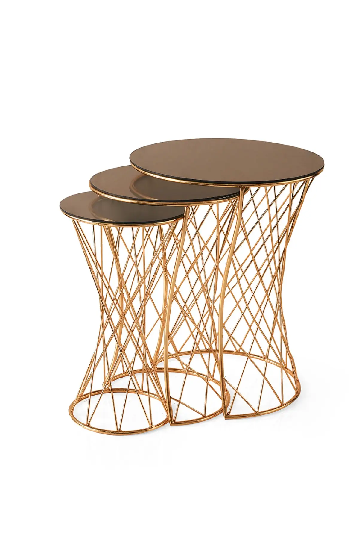 

Modern Madison Triple Zigon coffee table Gold Plated Bronze Glass coffee tables table basse furniture living room table