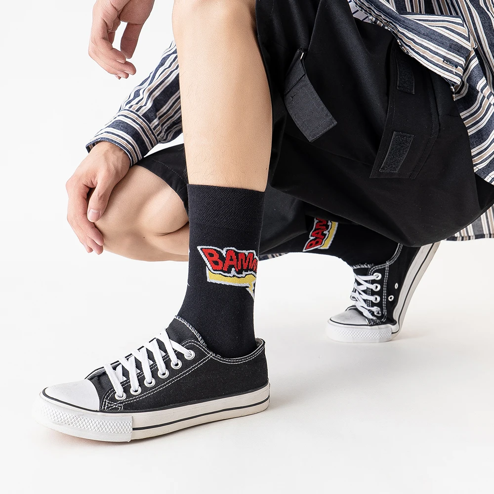 Original Socks Men's Tide Mid-tube Socks Cartoon Couple Tide Brand Summer Sports Street Tide Socks Women's Spring Cotton Socks