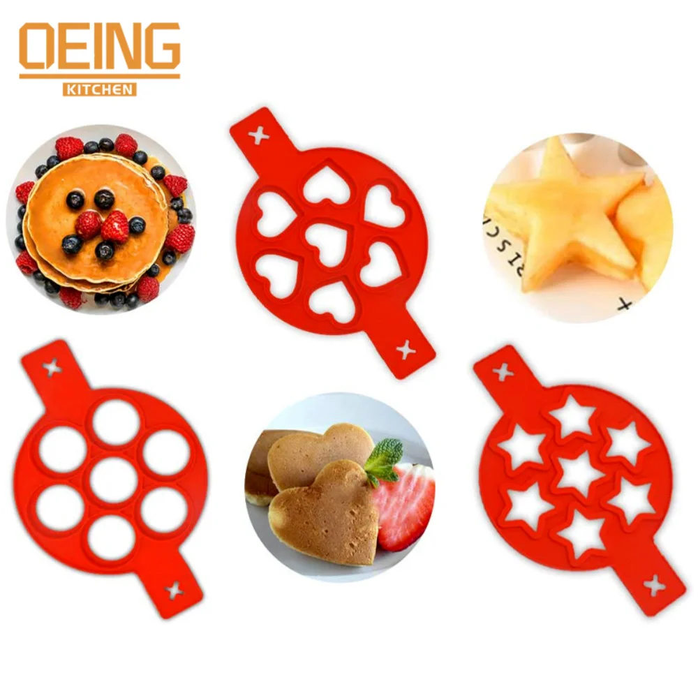 

Silicone Pancake Maker Multiple Shapes 7 Holes Nonstick Baking Mold Ring Fried Egg Molds for Family Cooking Kitchenware Gadgets