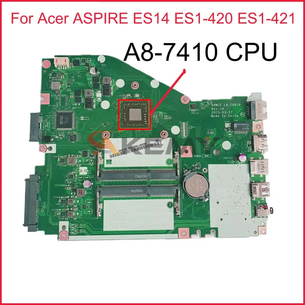 

NBG6X11004 NB.G6X11.004 для Acer ASPIRE ES14 ES1-420 Материнская плата ноутбука A4W1E ES1-421 с A8-7410 CPU DDR3 100% протестирована