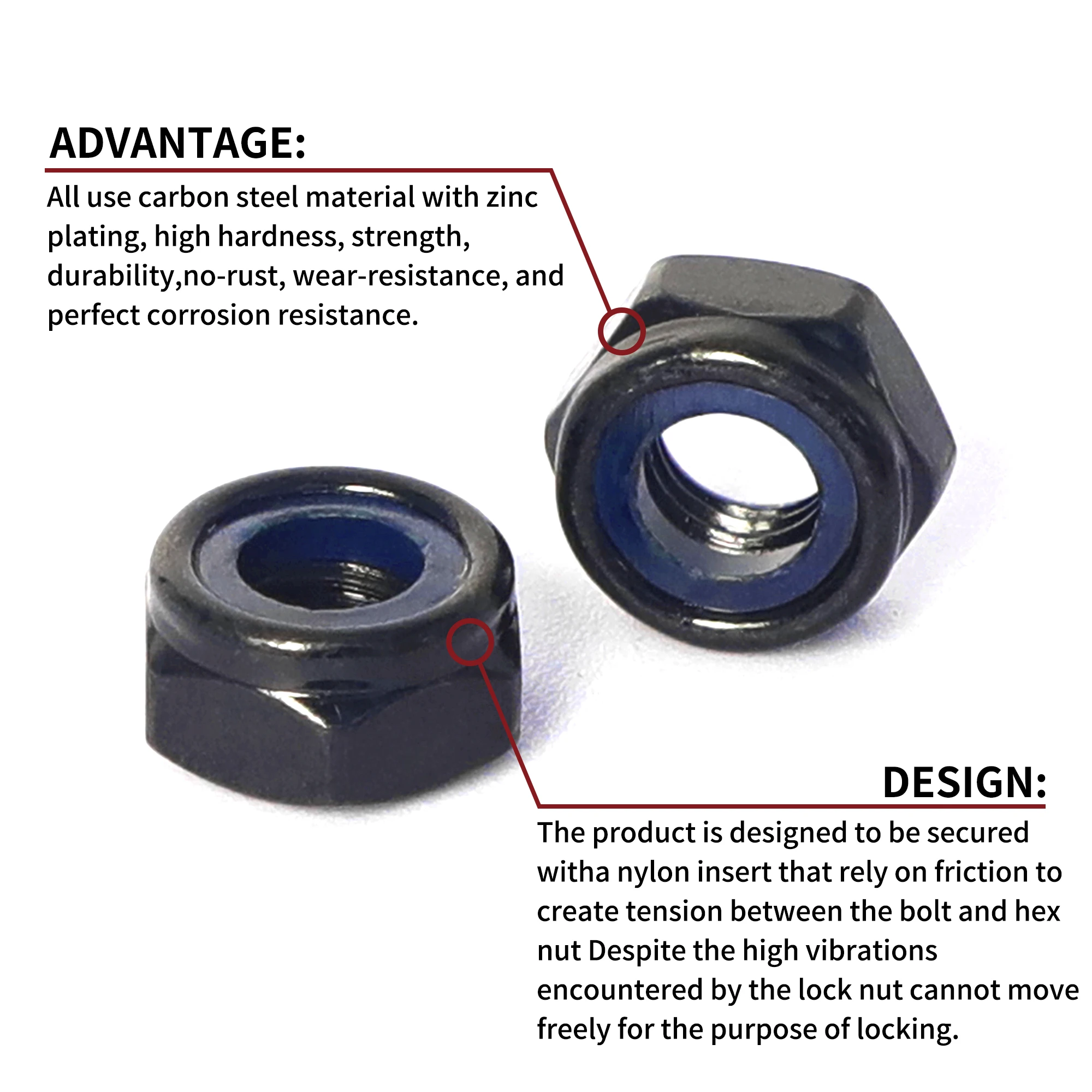 20/50 шт. черные шестигранные стопорные гайки нейлоновая вставка гайка M3 M4 M5 M6 M8 M10