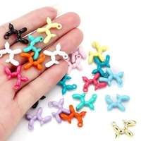 10pcs 1719mm 3d colorful bolloon dogs metal charms pendant for earrings bracelet necklace jewelry making diy accessories