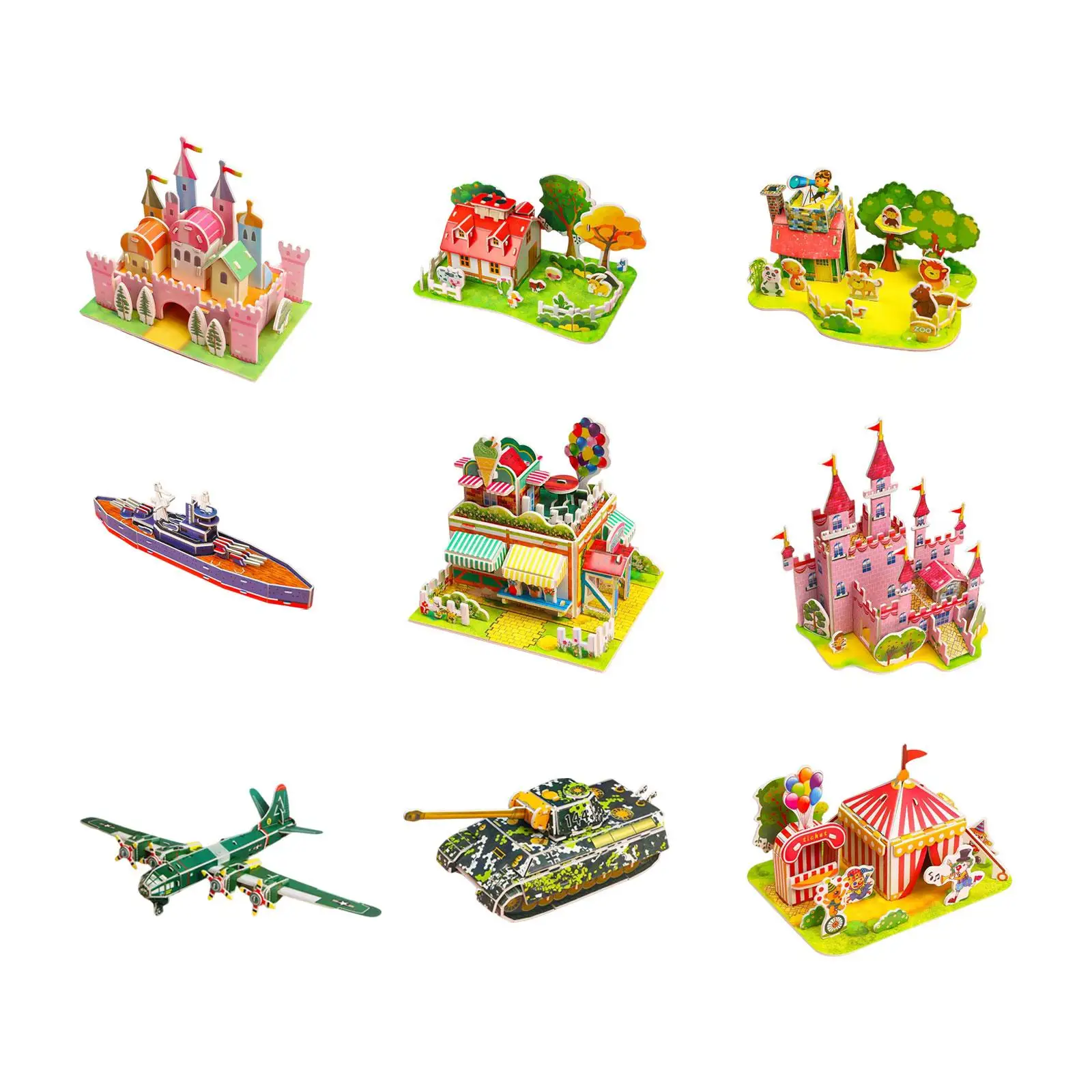 

Creative 3D Puzzle Paper Model Assembly Construction Kit Toy Fun Paper Cardboard Mini House Puzzle Craft for Girls Boys Teens