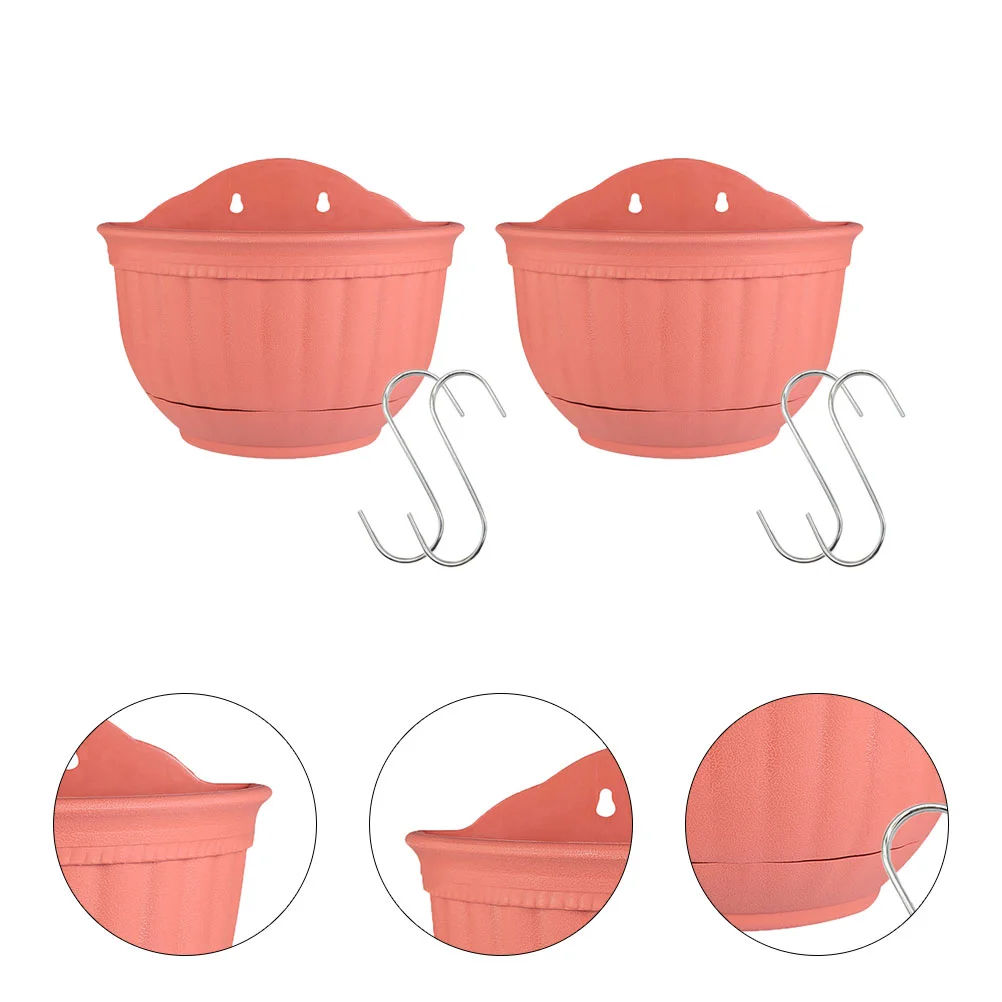 

2pcs Semi-circular Hanging Flower Holder Home Suspension Flower Pot with Hooks