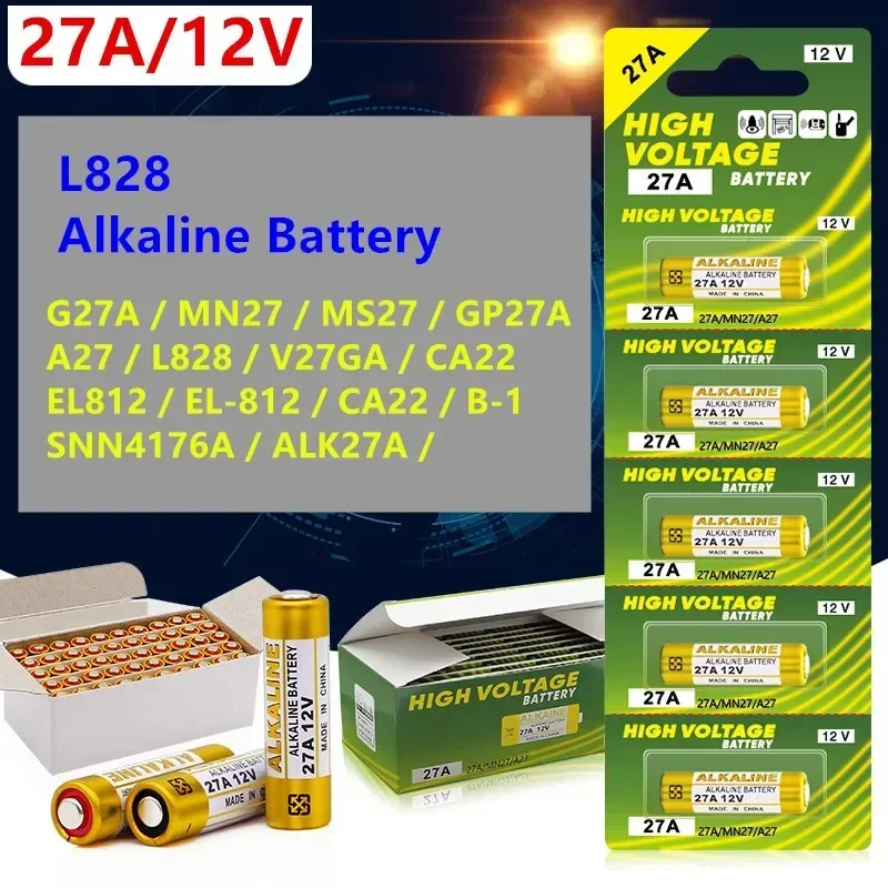Щелочные батареи для игрушек 12 В A27 27A G27A MN27 MS27 V27GA ALK27A A27BP K27A VR27 GP27A L828