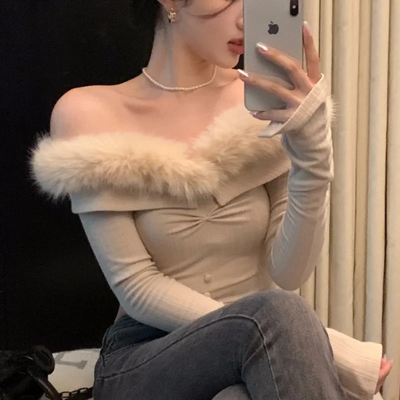 Женский свитер с длинными рукавами теплый мягкий кашемировый пуловер плюшевой