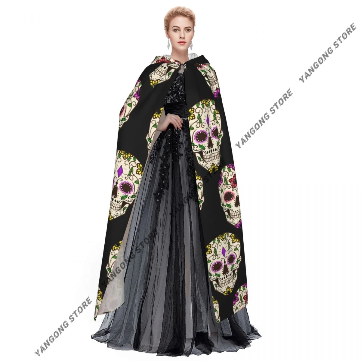 Средневековые костюмы для косплея плащ с капюшоном и черепом накидки длинные