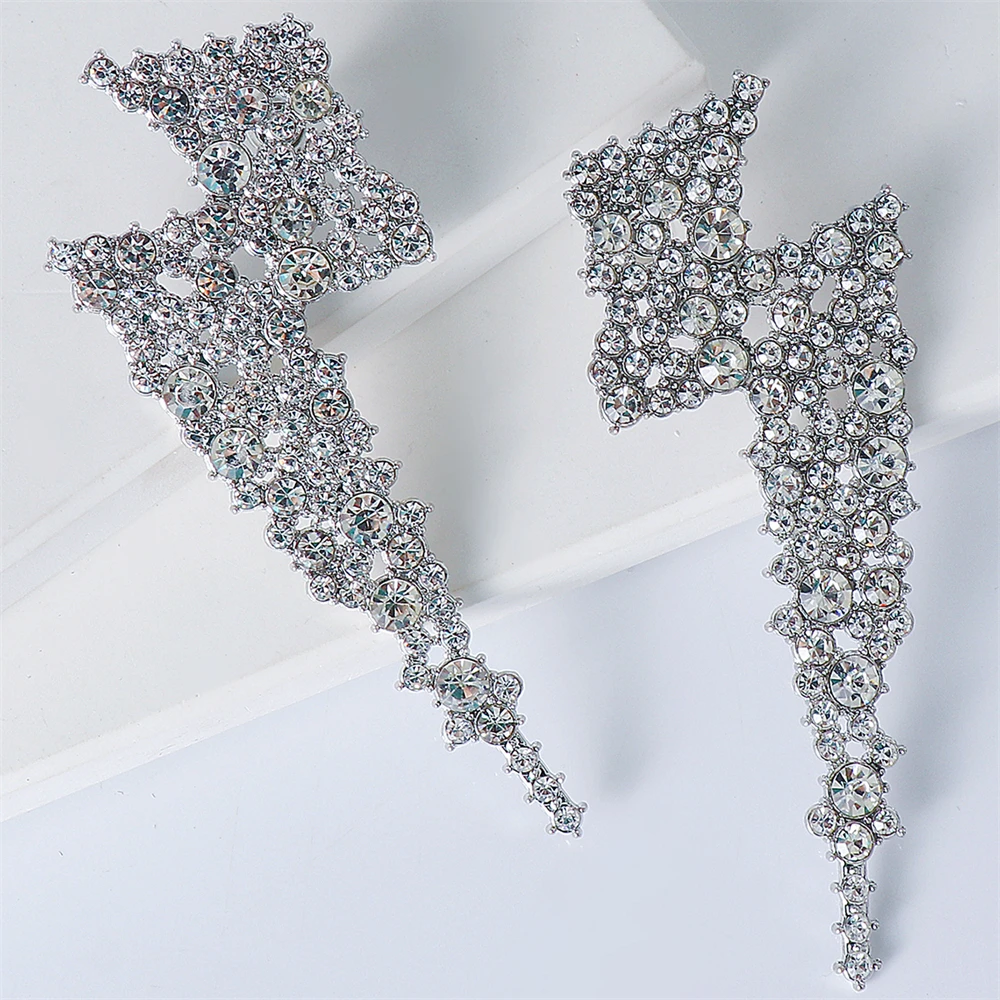 

Lightning Rhinestone Drop Earrings Ladies Punk Long Pendant Pendant Earrings Fashion Jewelry Accessories Gifts