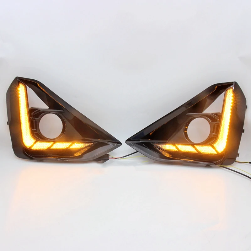 Front LED DRL Daytime Running Driving Light For Isuzu D-Max DMAX 2024 Fog Lamps With Turn Signals White+Yellow