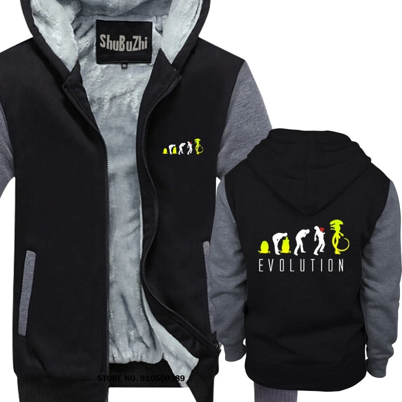 

Evolution of Alien, Funny Mens Sci-Fi- hoody men cotton coat winter brand jacket euro size male thick hoodies bigger size