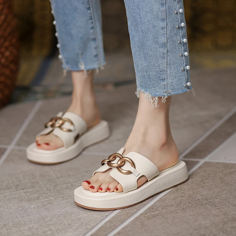 

Fad Flats Women Slippers Summer 2022 New Trend Casual Platform Shoes Dress Beach Slides Designer Flip-flops Sandals Women Shoes