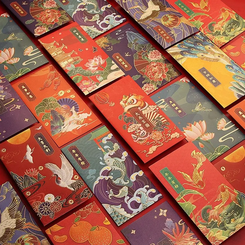 

Классическое традиционное украшение на праздник весны благословение журавль горячее тиснение красный карман китайский новогодний карман красный конверт