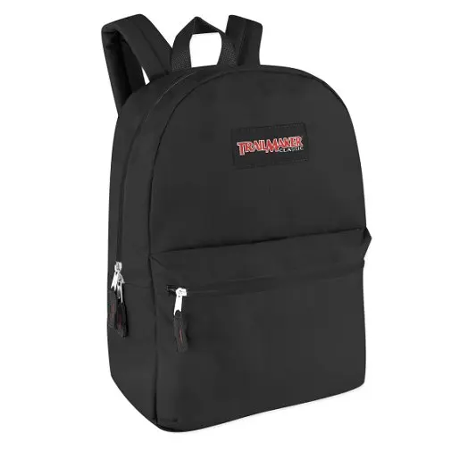 Classic Traditional 17 Inch  Backpacks with Adjustable Padded Shoulder Straps - Black