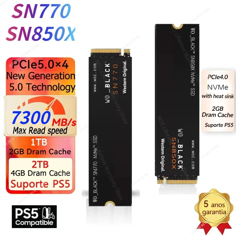 

PS4 PS5 New 2023 2280 SSD M.2 SATA 4TB 1TB HDD 120GB SN770 NVME SSD 2280mm 2TB 500GB SN850X HDD disco duro for Desktop Laptop