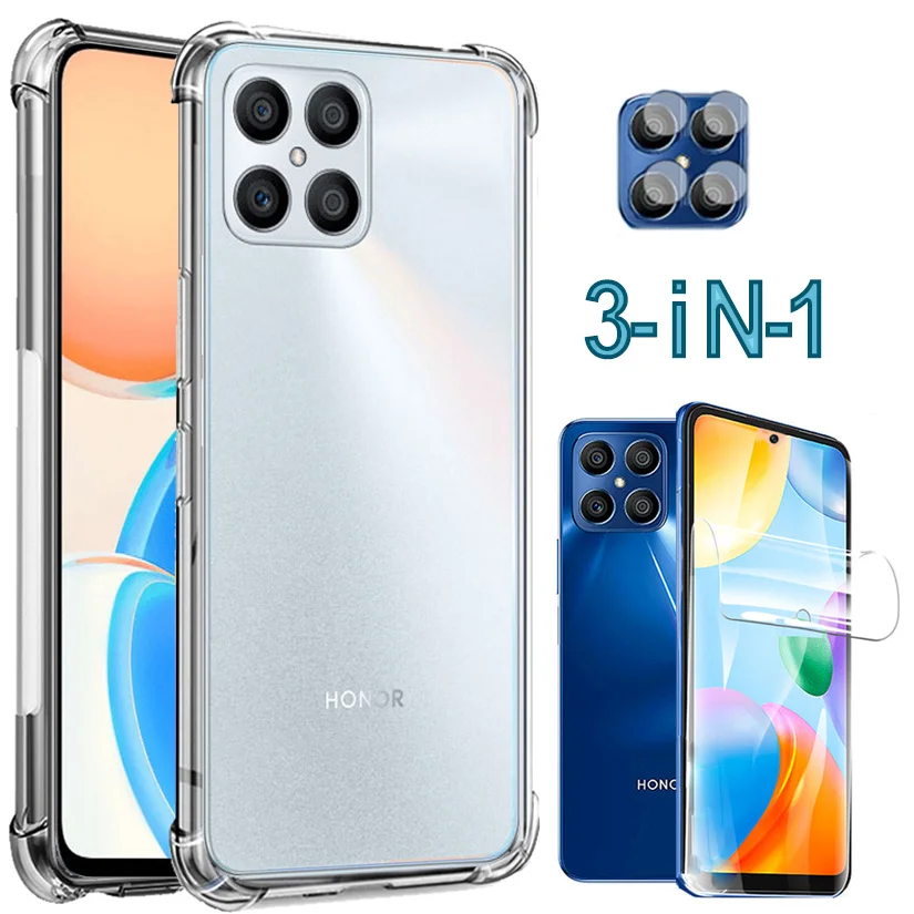 

Silicone Cases For Huawei Honor X8 Case+Soft Hydrogel Film,Honor X8 5g Capa Honor Magic4 Lite 5G Magic 4 Pro Ultimate Shockproof Transparent Back Cover Honor-X8-2022 Xonor X8 X7 X9 Phone Case