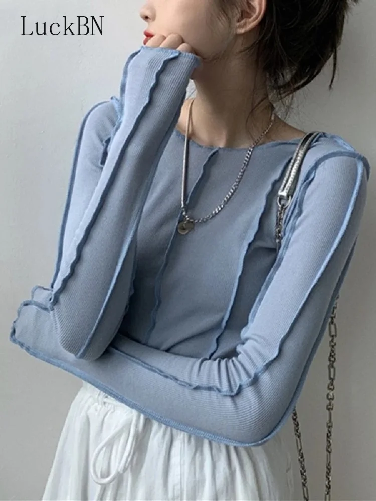 

Пикантная Женская одежда, блузка, Корейская рубашка, топы, мягкие вязаные женские рубашки, весенние блузки с синей розой, модная шикарная бл...