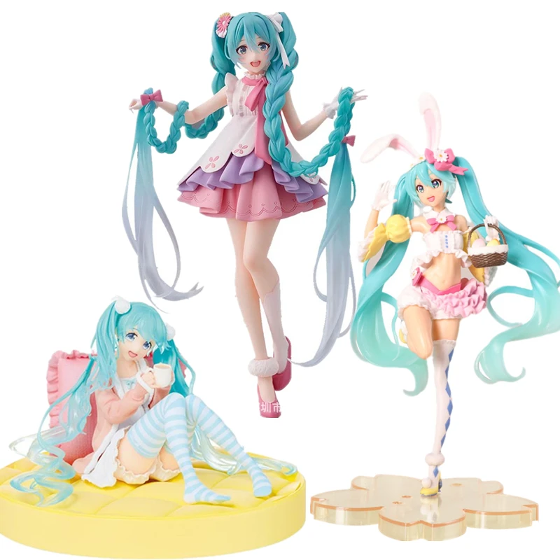 20CM 2022 New Anime Miku sakura Kawaii Action Figure PVC Model Doll Figurals Rabbit ears Collect ornaments Toys kids gifts