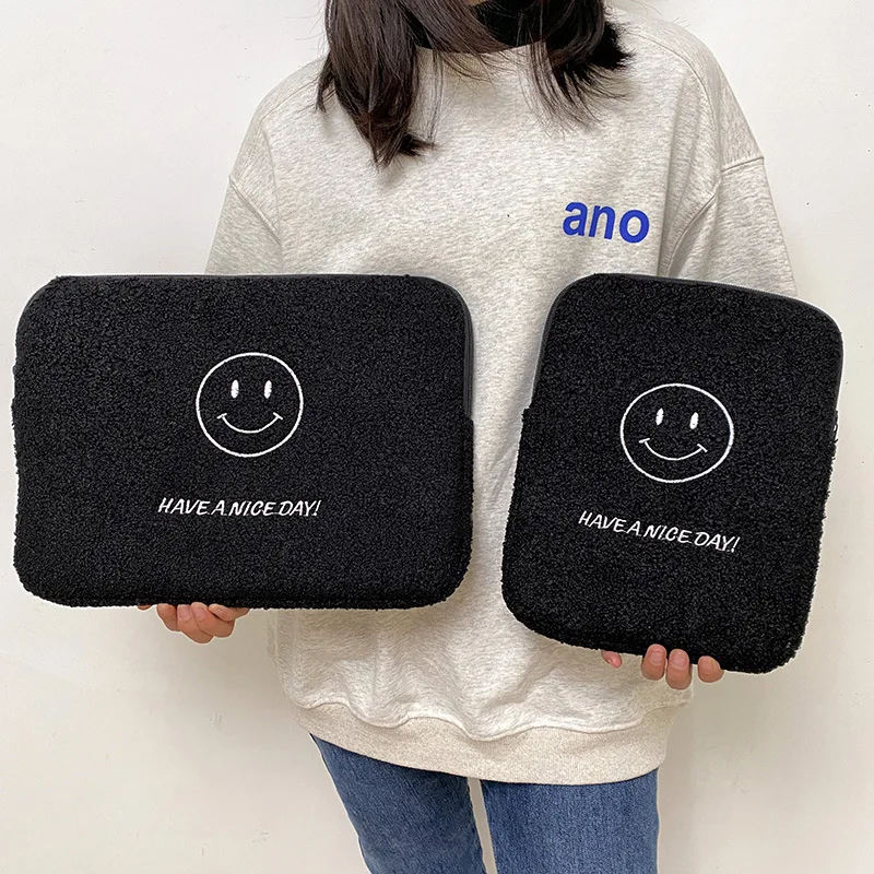 

Korea Ins Smiley Face Cute Plush Liner Bag for Ipad 10.5 Air4 10.9 Pro 11 12.9Inch Tablet Case Protective Sleeve for Macbook Air