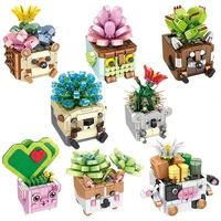 building blocks flowers bonsai 3d plants flowers cactus childrens model building blocks educational toys gifts for gir