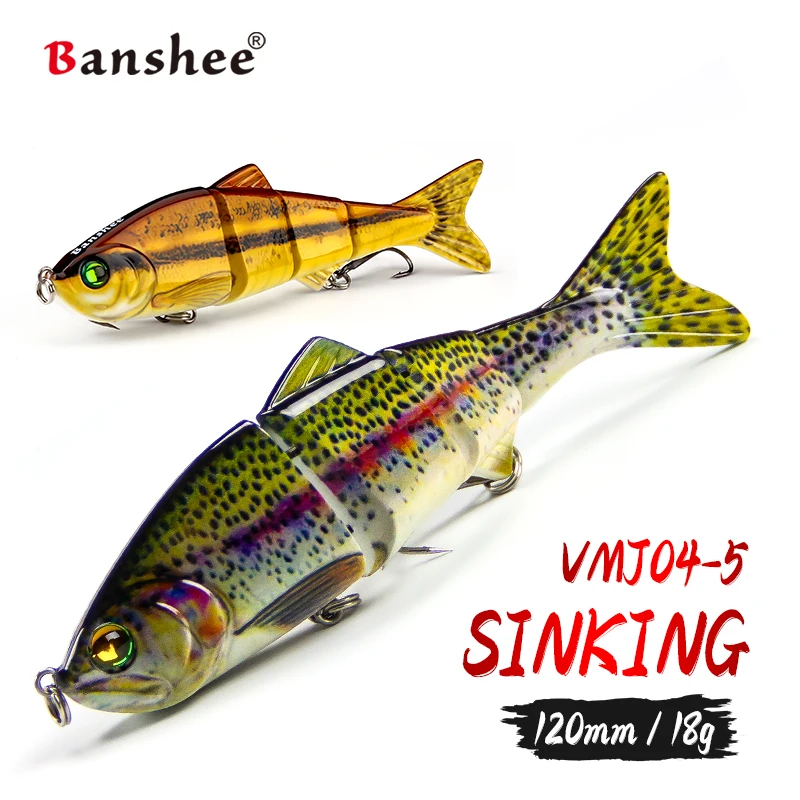 

Banshee Lure Swimbait Lure 120mm 18g Multi-jointed Bass Pike Fishing Lure Slow Sinking Glide Swim Artificial Bait Swimbait Tuna