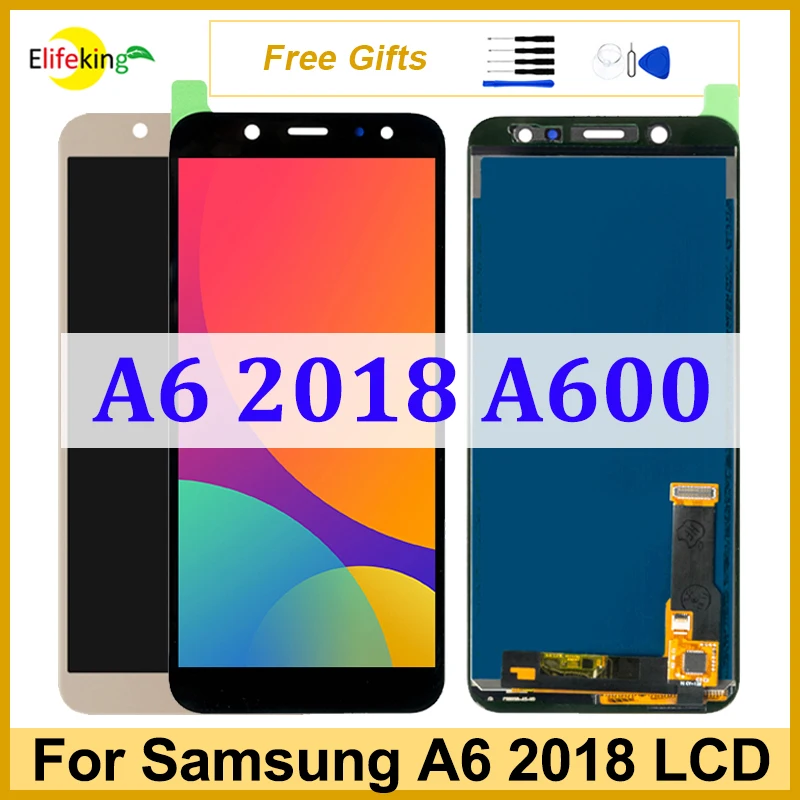 Дисплей 5,6 дюйма A600 для Samsung Galaxy A6 2018, ЖК-экран A600FN SM-A600FN/DS, сенсорный дигитайзер в сборе, замена экрана телефона