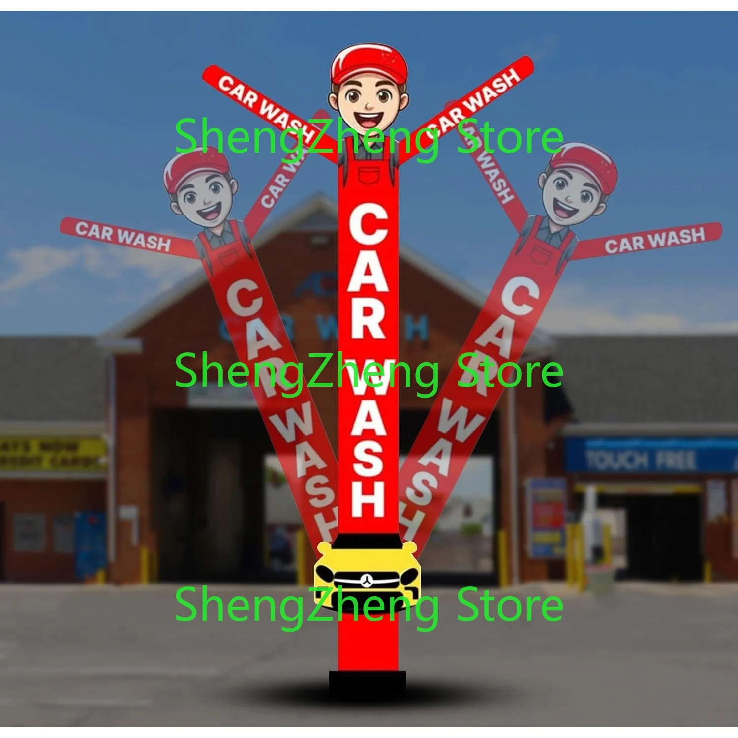 Надувной танцор для автомойки 20 футов красный