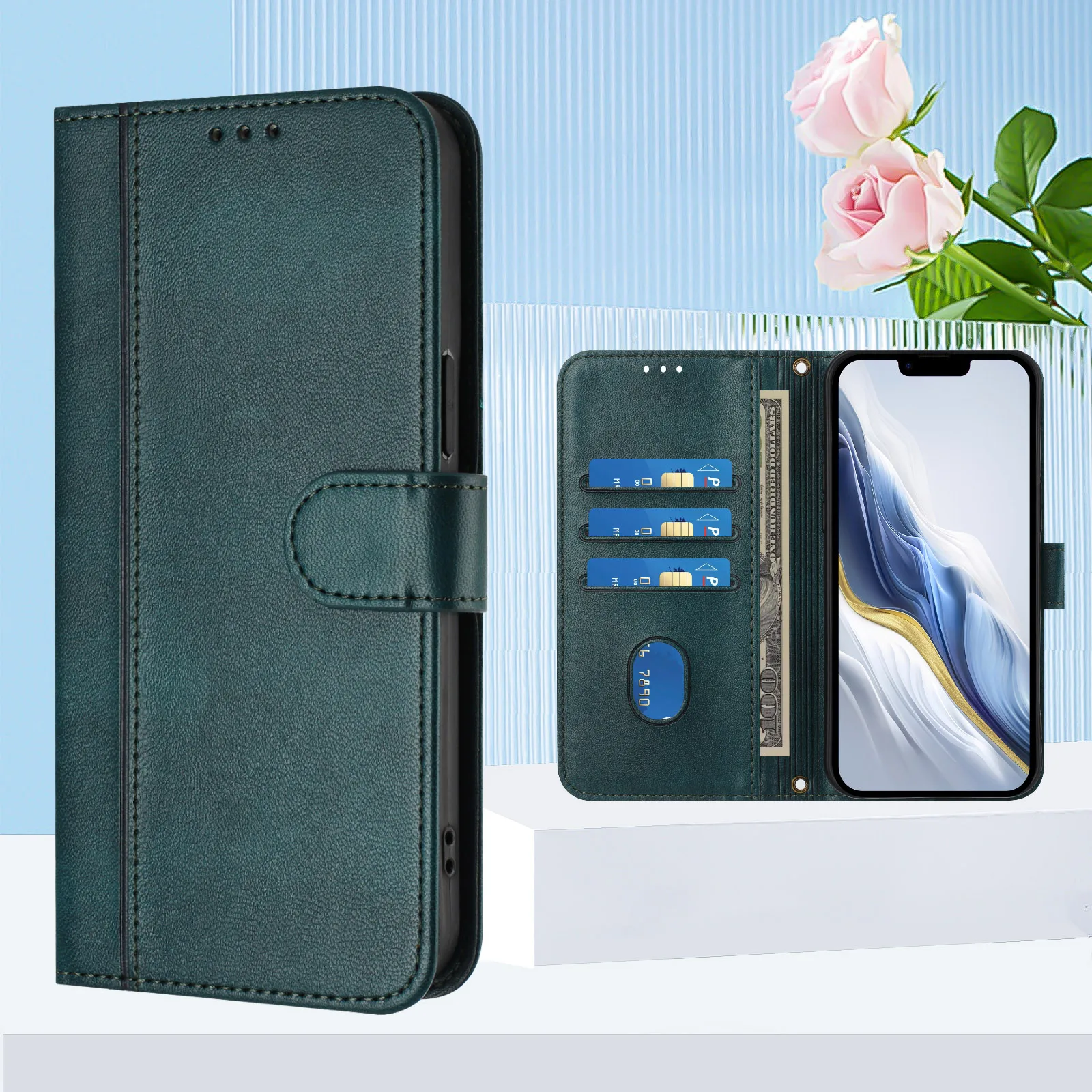 Фото Винтажный кожаный чехол-кошелек для карт с откидной крышкой для OPPO Realme GT8 GT7 Pro GT6T GT6 GT5 GT3T GT3, 3 слота, защита от падений №3