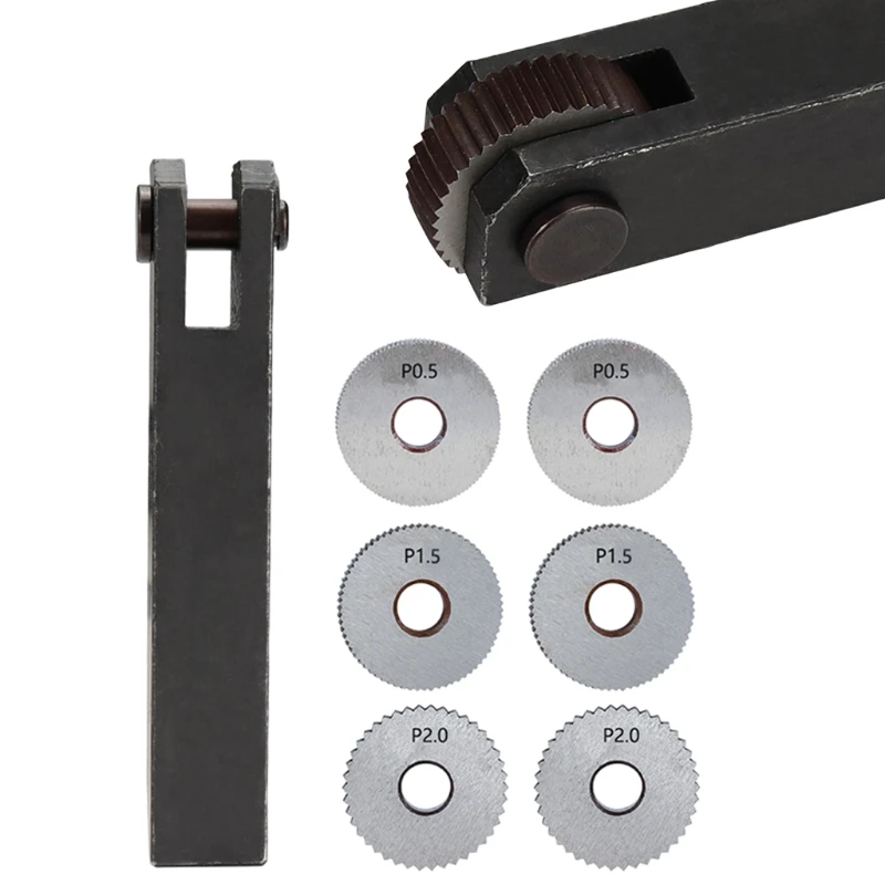 

Straight Knurling Cutter Tool 7pcs Straight Linear Knurling Wheel 0.5 1.5 2.0mm Single Wheel Knurling Cutter Set lathe tools