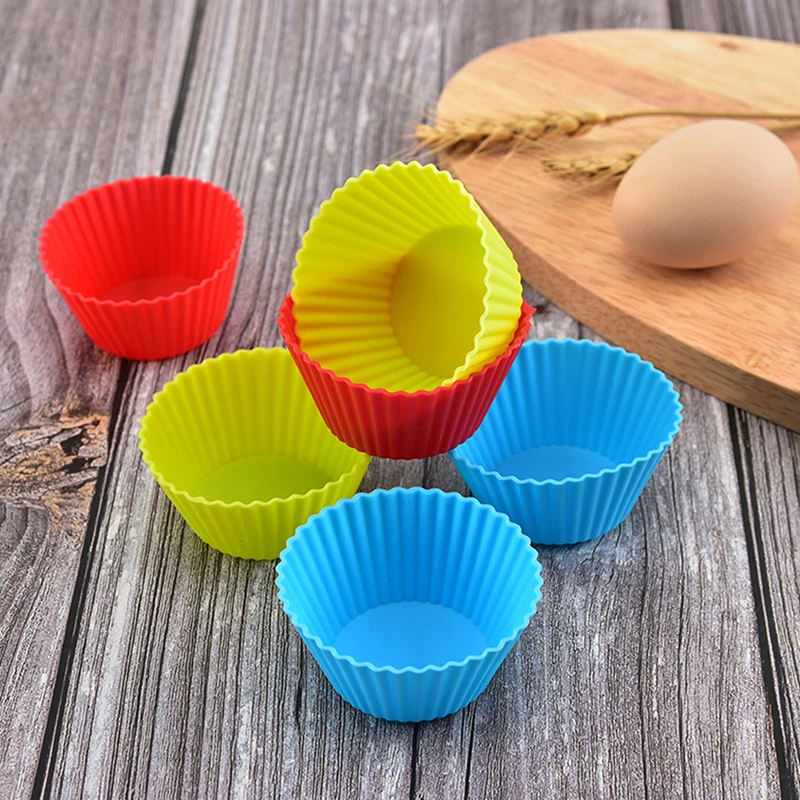 

5 Pcs Silicone Cake Shape Muffin Cups Muffin Cups Pudding Jelly Cookie Moulds Reusable Kitchen DIY Cake Baking Decoration Tools