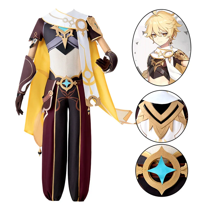 

Genshin Impact Traveler Aether Game Suit Cool Gothic Uniform Cosplay Costumes Halloween Party Outfit for Men Women Role Play