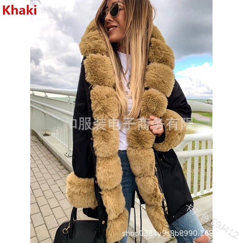 Fur Jacket Women Warm Faux Fur Parka Casual Fashion Long Sleeve Coat Hooded Oversized Women Outer Jacket