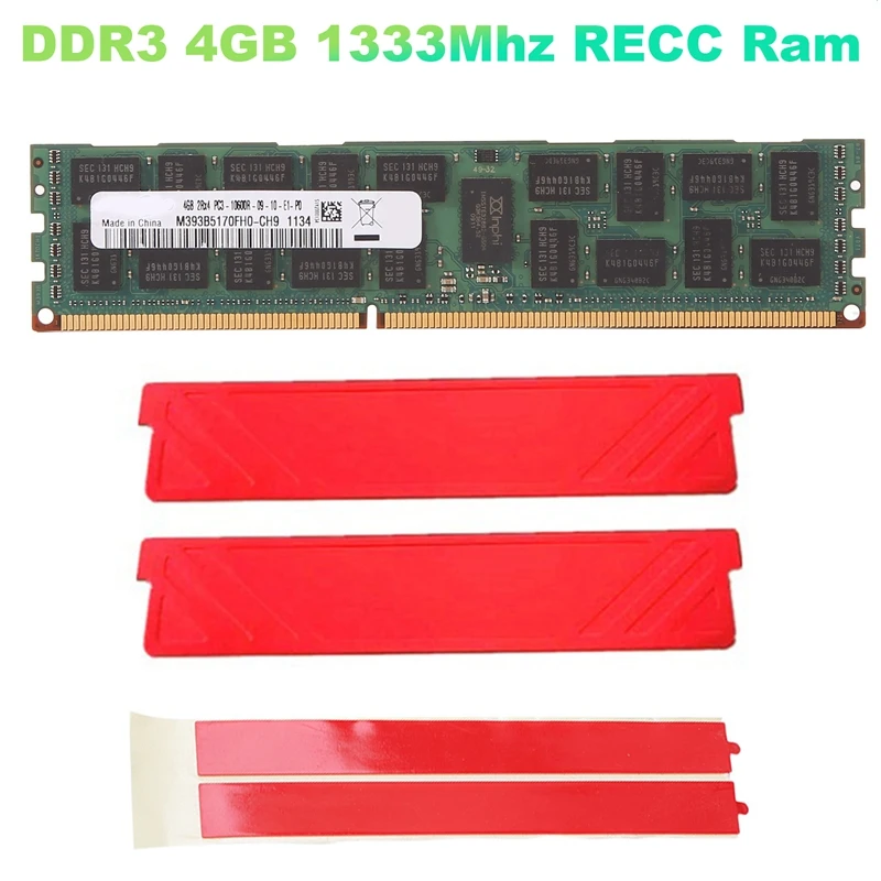 4GB DDR3 1333Mhz RECC Ram Memory+Cooling Vest PC3L-10600R 240Pin 2RX4 1.5V REG ECC Memory RAM For X79 X58 Motherboard