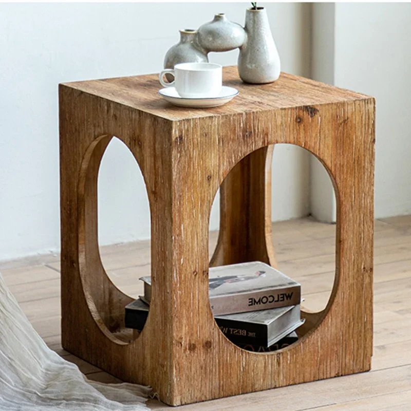 

Дизайнерский боковой столик из массива дерева, прикроватный столик для спальни, гостиной, кофейные квадратные столики, декор для комнаты, домашняя мебель