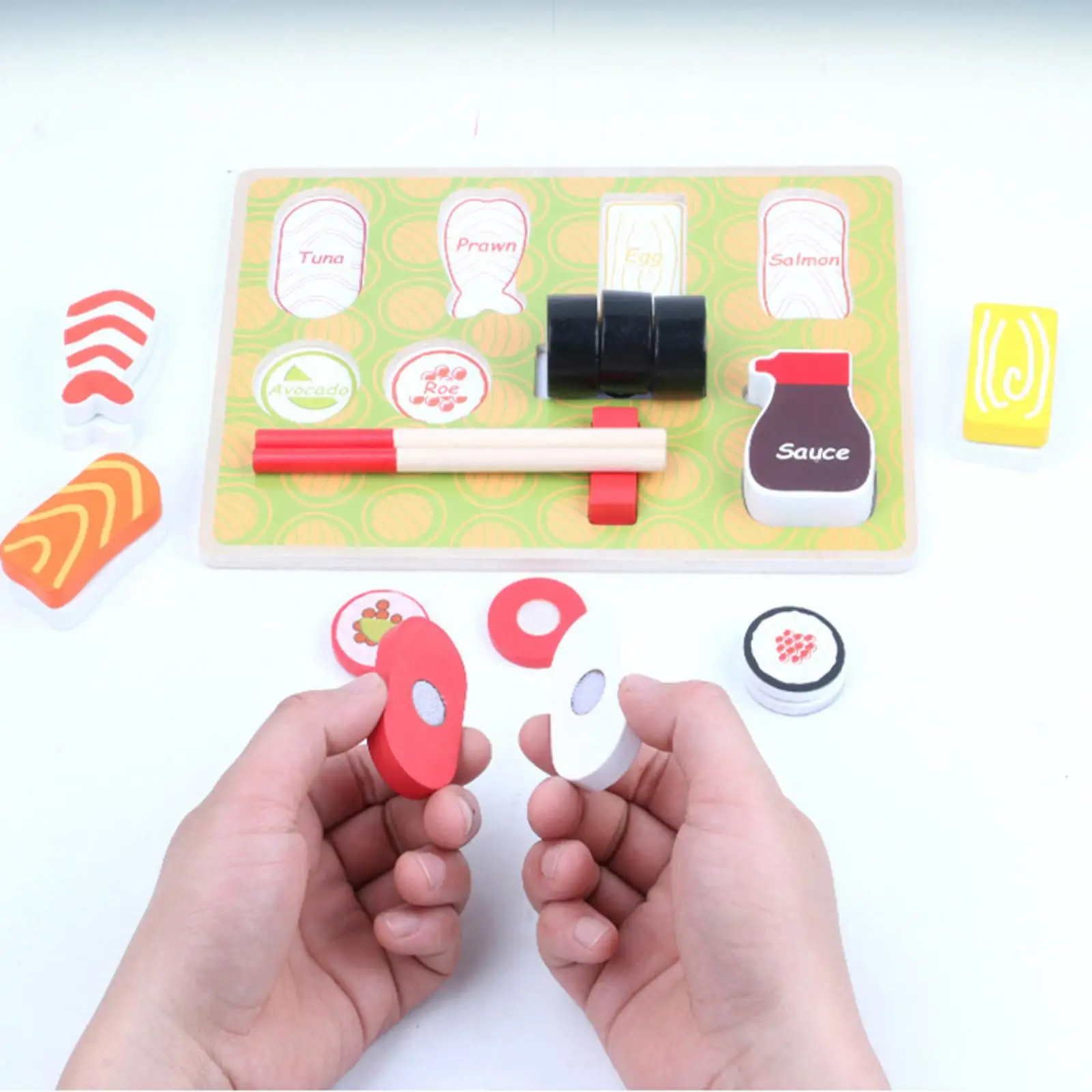 

Wooden Pretend Play Food Set Color Perception Toy for Boys Girls Toddlers