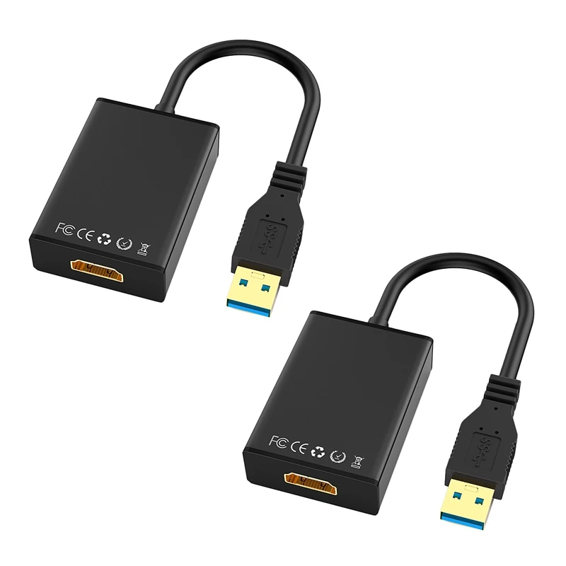 

2 шт., адаптер для внешней видеокарты HD 1080P USB 3,0-HDMI
