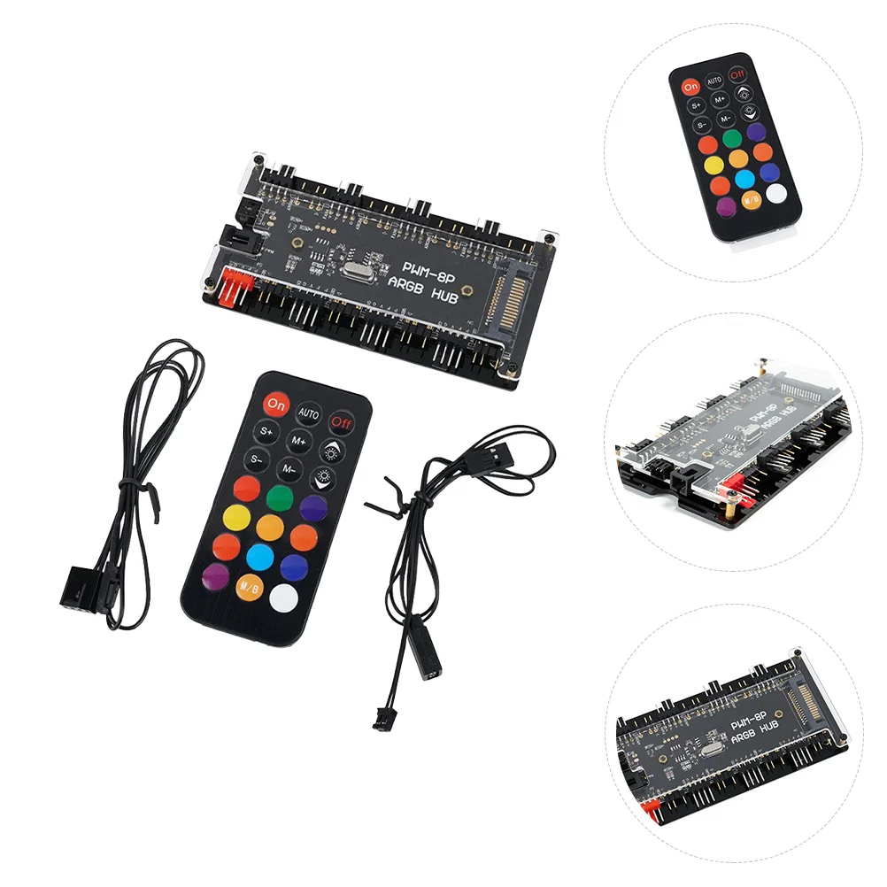 

Magnetic Fan Hub RGB LED Splitter Hub 8 Way ARGB Splitter Supply for Computer