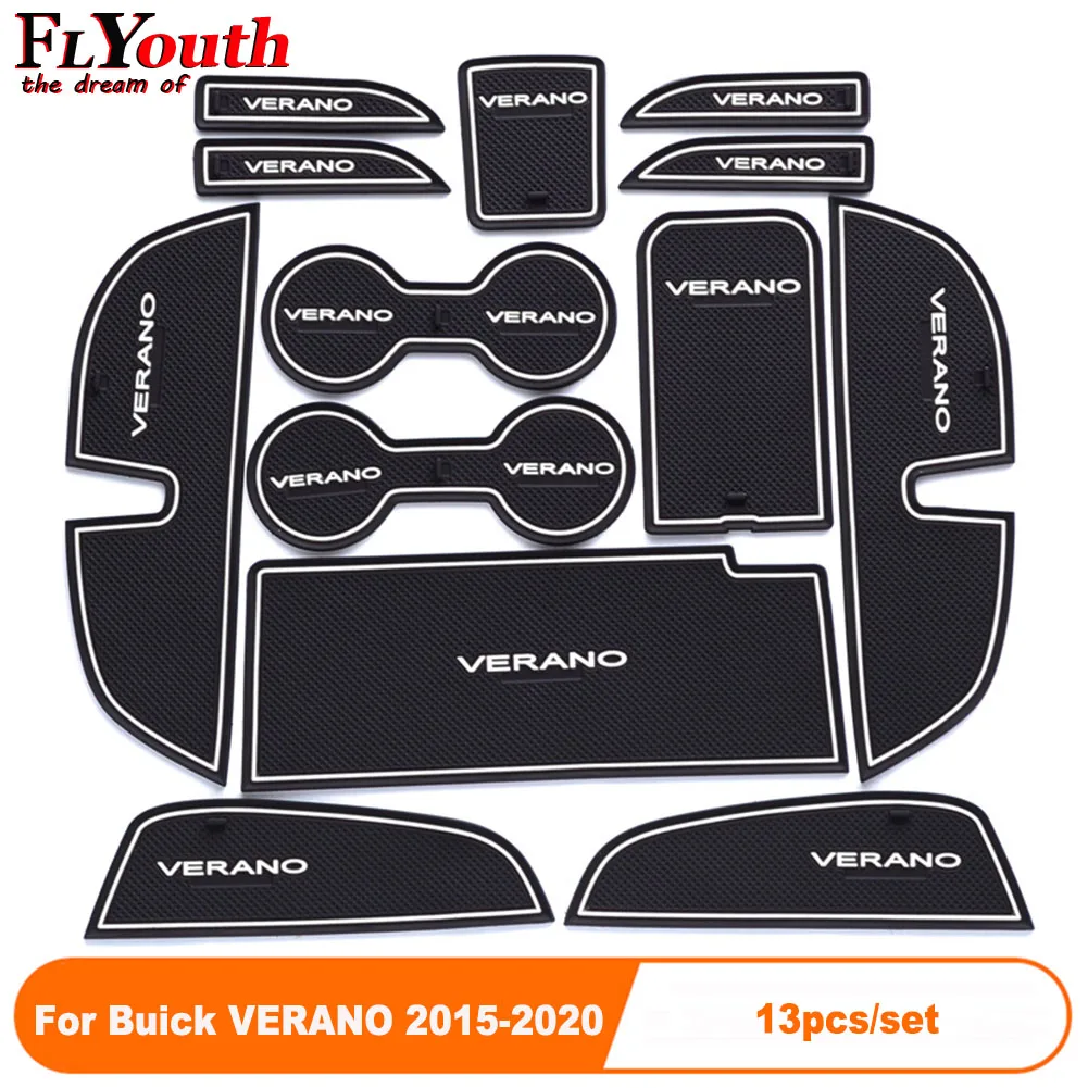 

13Pcs/Set Car Door Groove Mat For Buick VERANO 2015-2020 Auto Anti-Slip Cup Mat Non Slip Door Gate Pad Car Accessories