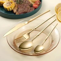 gold cutlery tableware 24 piece set stainless steel knife fork spoon dinnerware set nordic table forks kitchen device sets gift