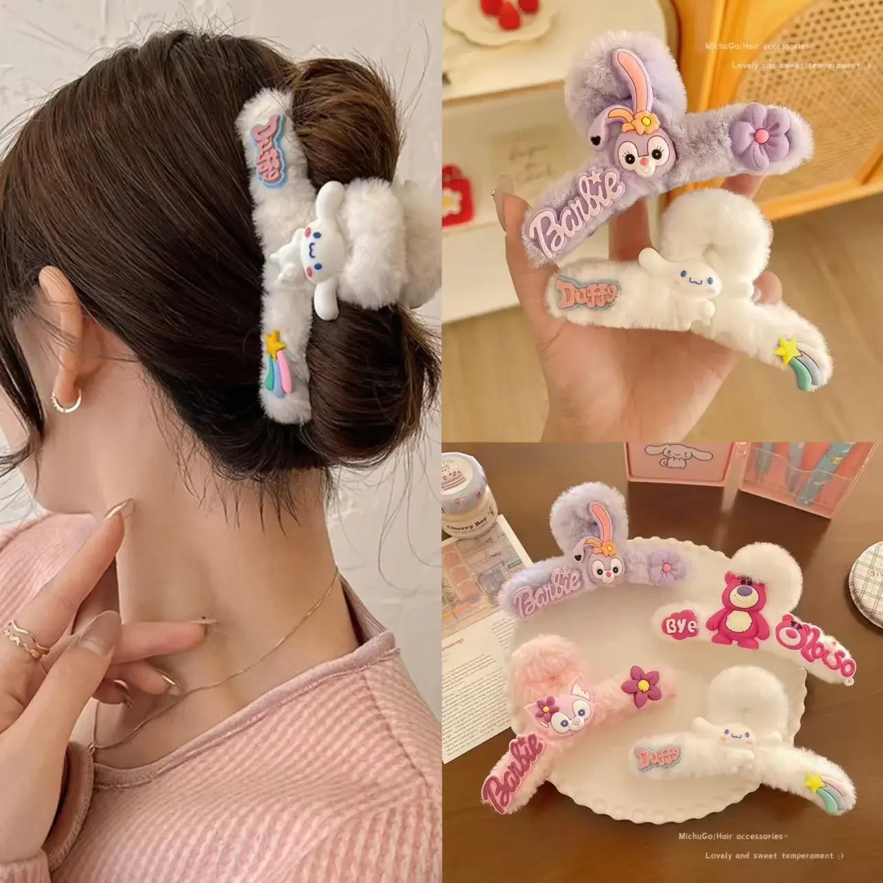 

Cartoon Kawaii Plush Hair Claw Women New Y2K Princess Sweet Shark Clip Hairpin Korean Fashion Headwear Girls Hair Accessories