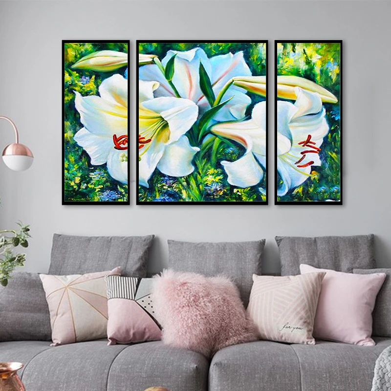 Набор для рисования по номерам на холсте «цветы лилии», 3 шт./компл.