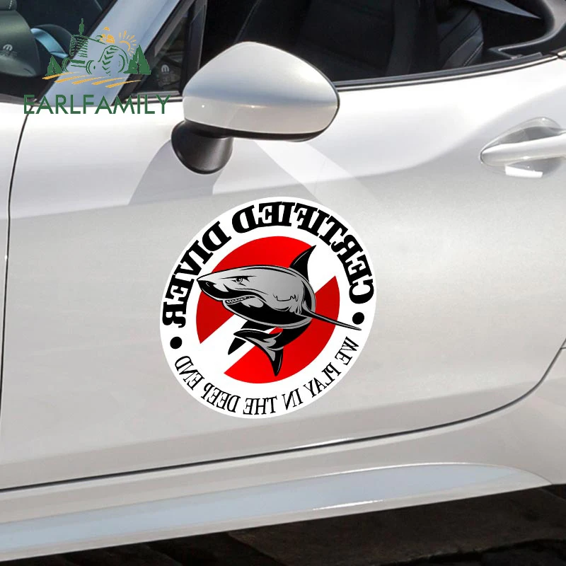 

EARLFAMILY 43cm x 42.7cm for Dive Flag Club Camper Car Stickers Creative Graffiti Decal Scratch-Proof Windshield Decor Car Label