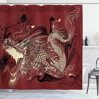 dragon shower curtain angry dragon doodle on grunge background japanese eastern ethereal pattern print cloth fabric