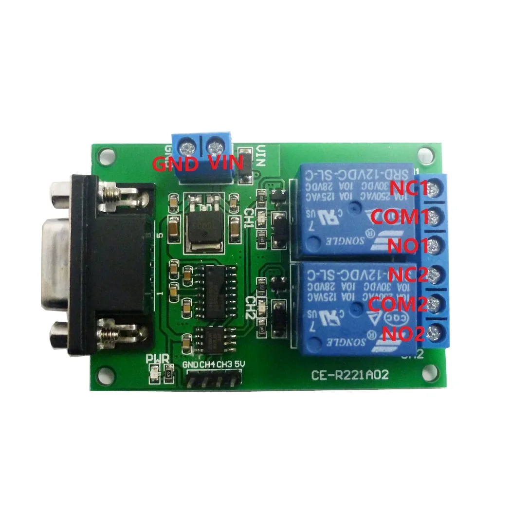 DC 12V 2 CH DB9 Female/Male RS232 UART пульт дистанционного управления коммутационная плата
