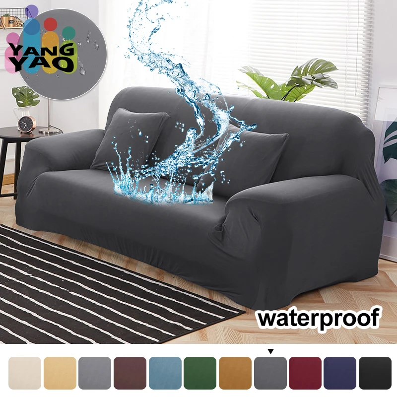 

Waterproof Sofa Covers 1/2/3/4 Seats Elastic Solid Couch Cover L Shaped Sofa Cover Protector Bench Covers