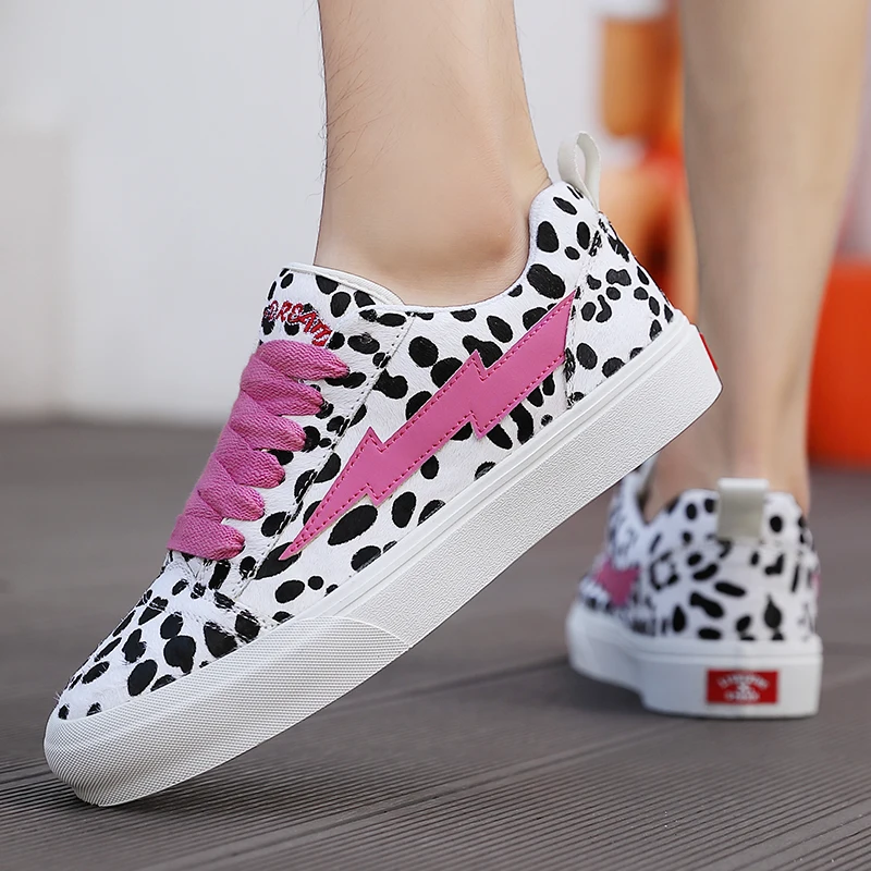 Picasso Joint Name 2024 New Leopard Print Board Shoes Couple Lightning Skateboard Bread Revenge Storm Casual Men's