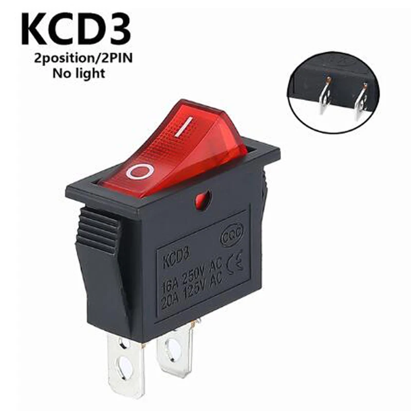 

Кулисный переключатель KCD3 2-позиционный 3-контактный 16А 250В/20А 125В